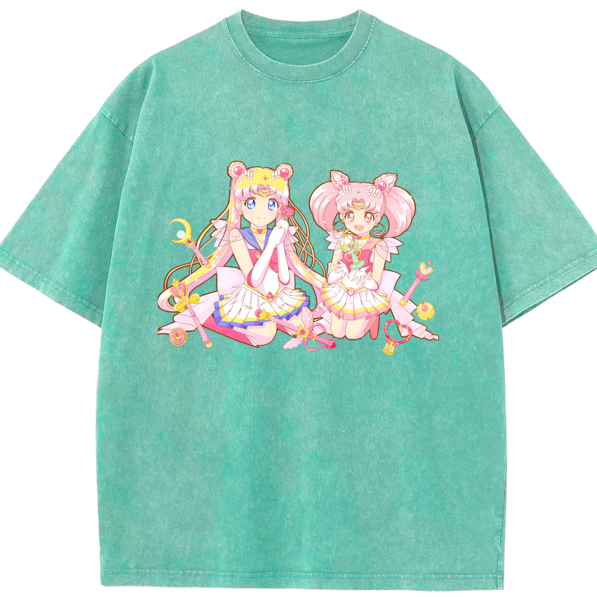 （画像用） 美少女戦士セーラームーン 月野 うさぎ つきの うさぎ Sailor Moon Tsukino Usagi 綿100% ヴィンテージ風 半袖Tシャツ（フロントプリント）